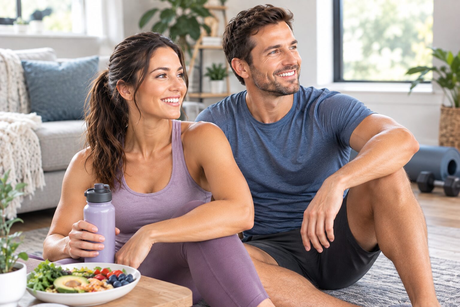 Man and woman enjoying a healthy lifestyle while supporting medical weight loss and wellness goals